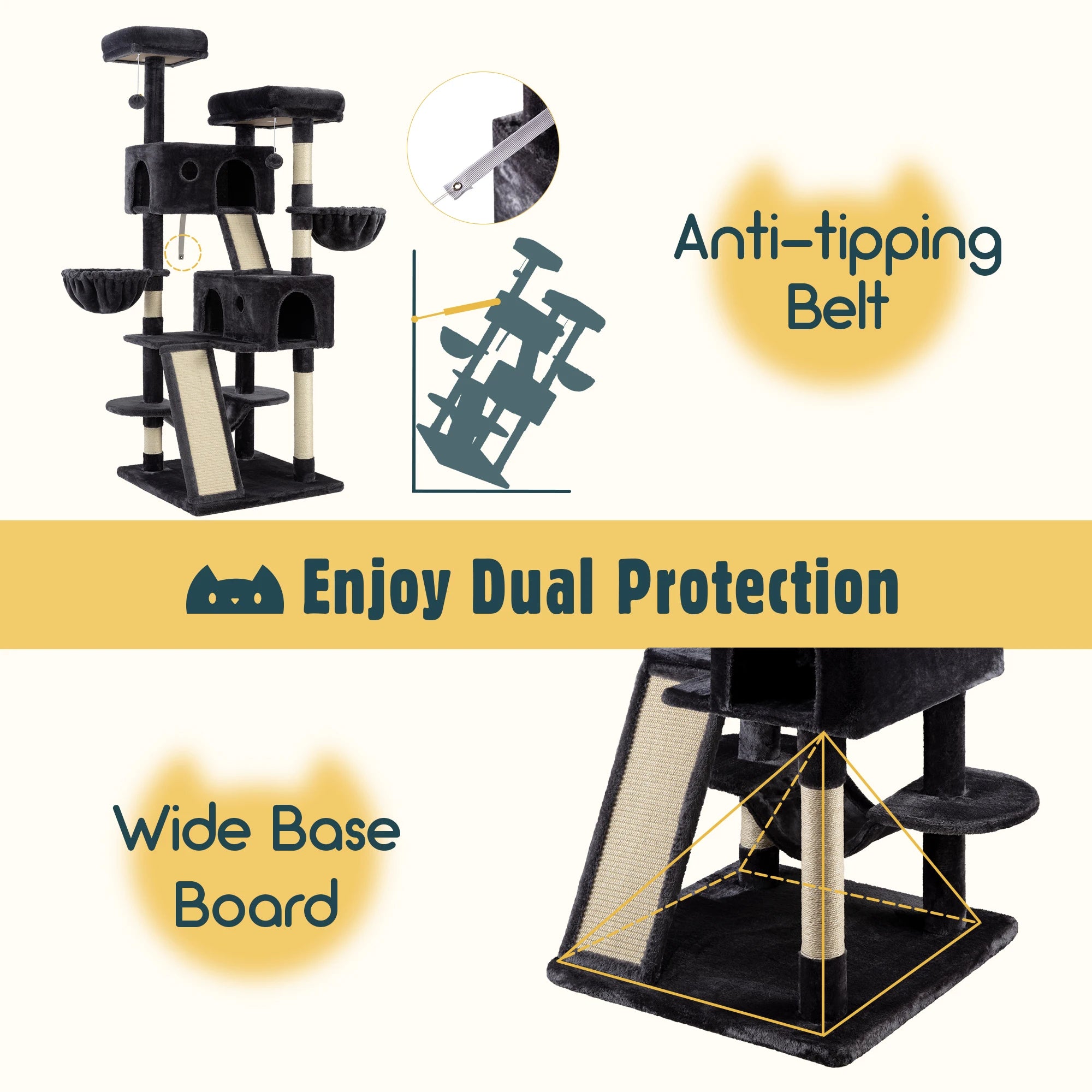 65in Multi-Level Large Cat Tree Tower