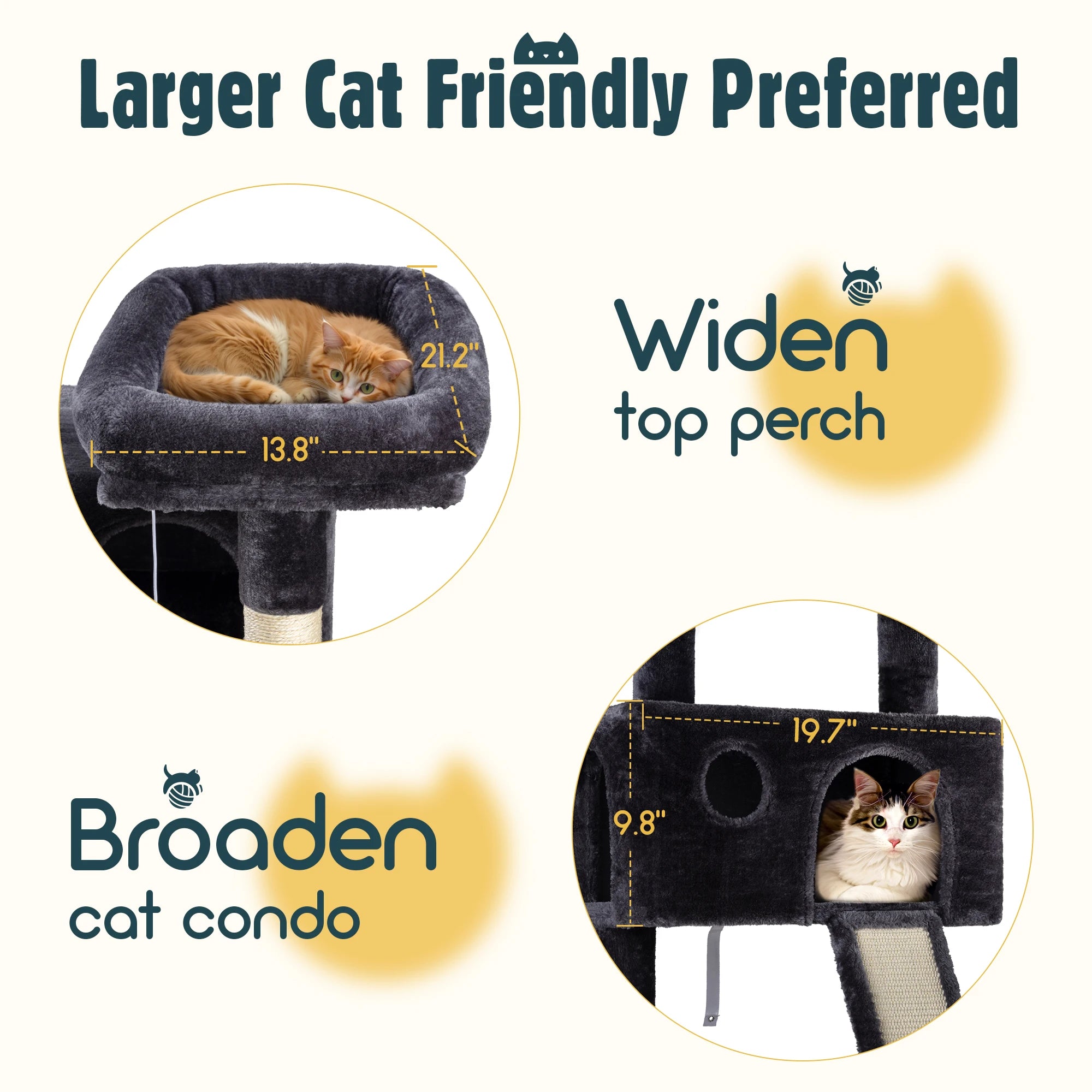 65in Multi-Level Large Cat Tree Tower