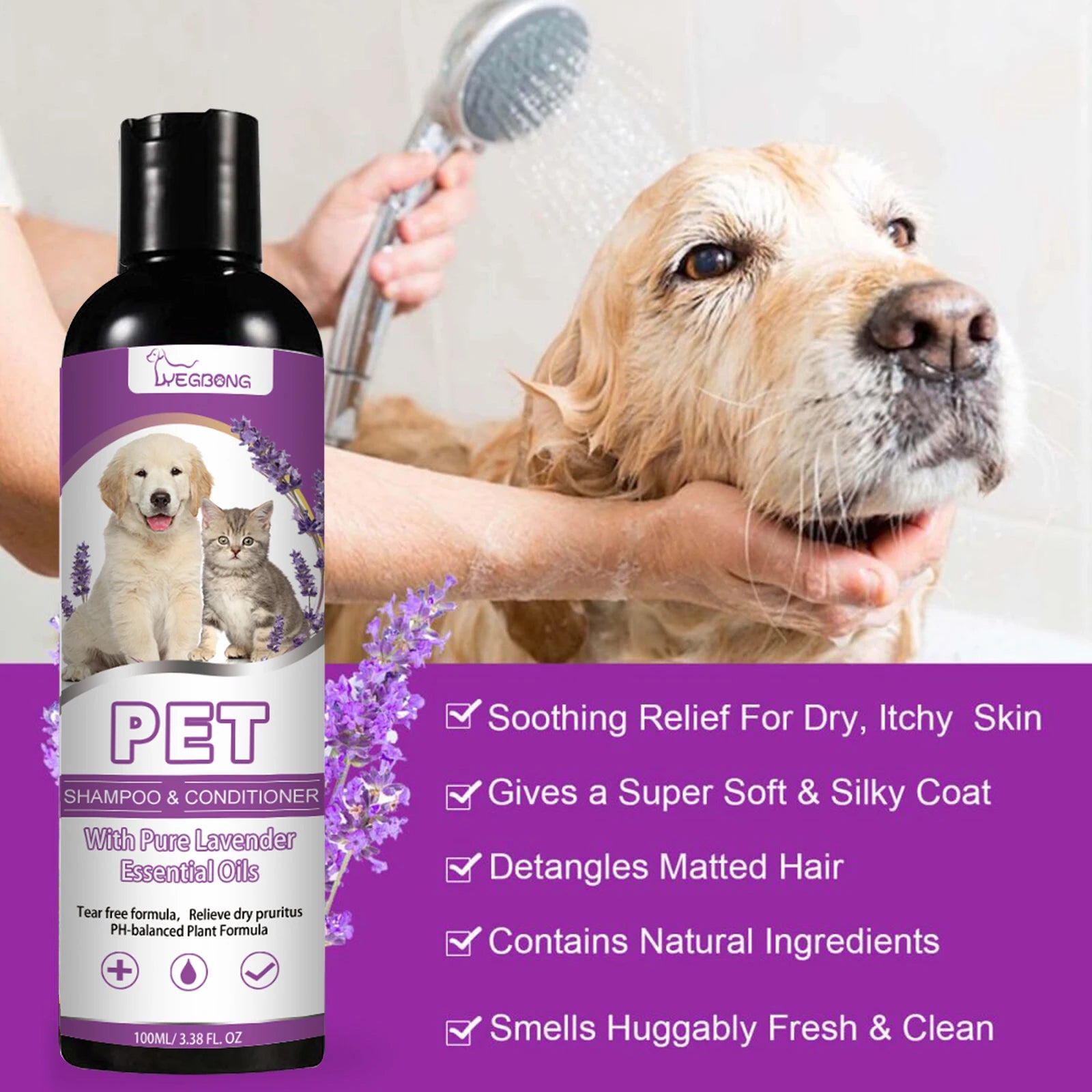 100ml Pets Shampoo Conditioner Protect Skin Flea Killer