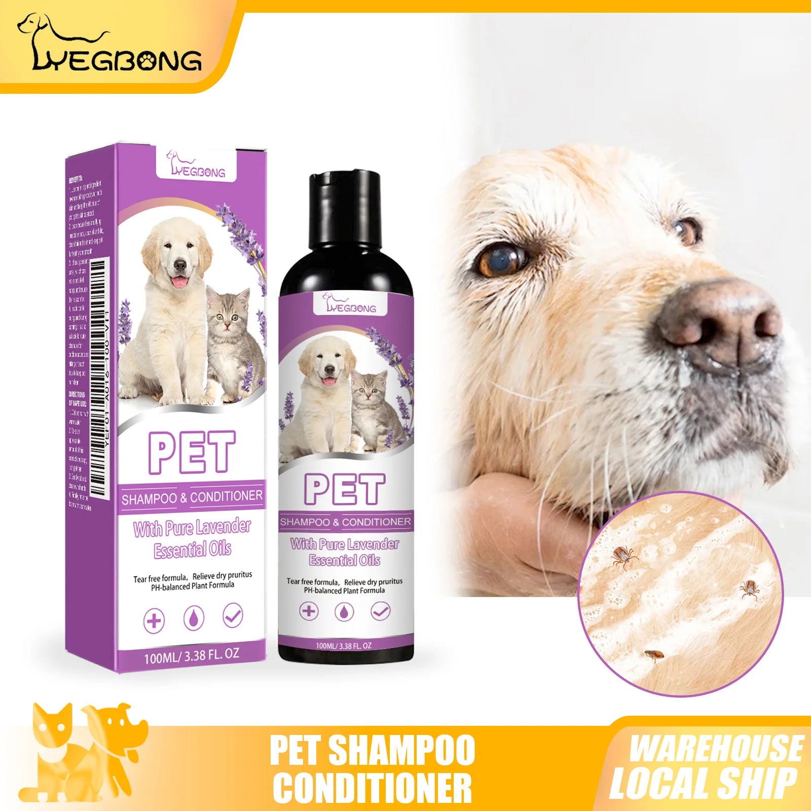 100ml Pets Shampoo Conditioner Protect Skin Flea Killer