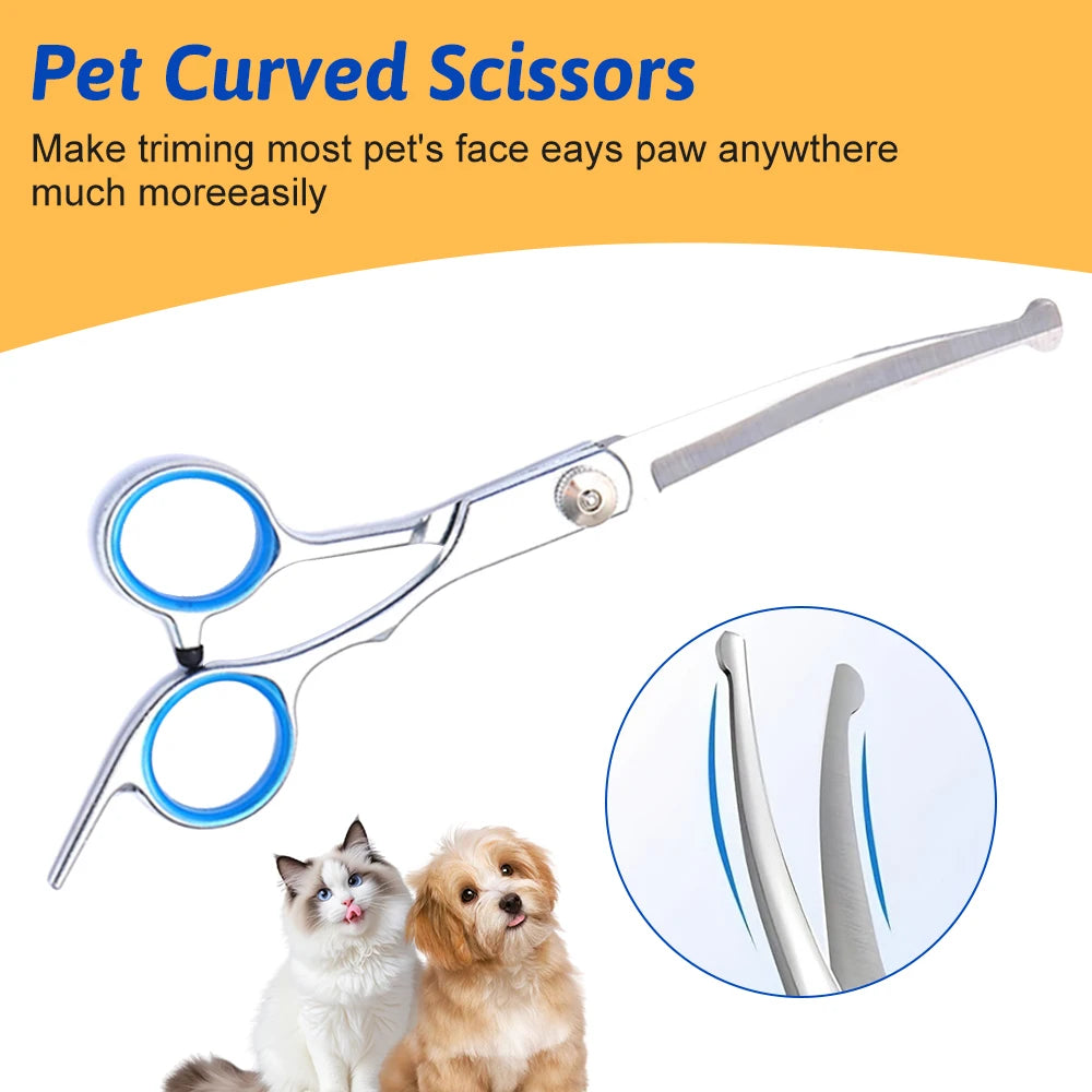 7" Pet Grooming Curved Scissors Thinning Shears  Beauty Scissors