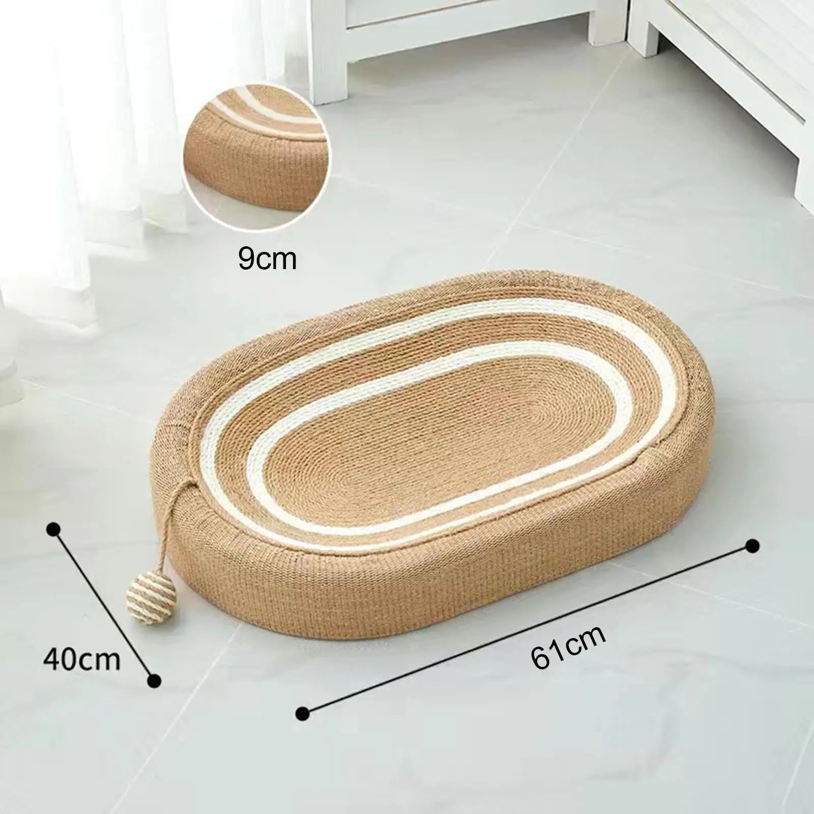 Durable Sisal Cat Scratching Bed Sofa, Beige