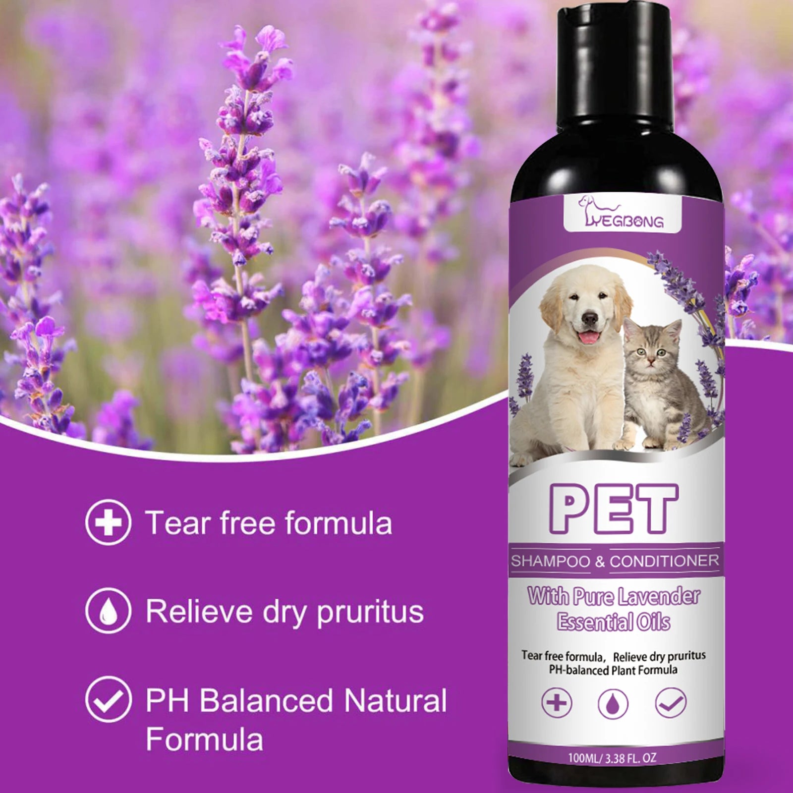 100ml Pets Shampoo Conditioner Protect Skin Flea Killer