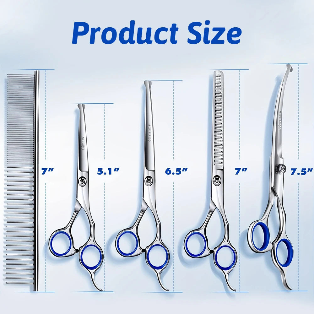 7" Pet Grooming Curved Scissors Thinning Shears  Beauty Scissors