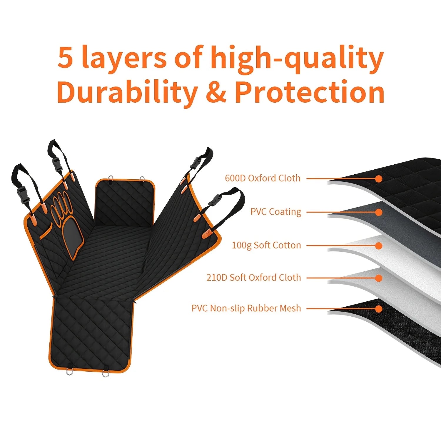 Durable Soft Pet Rear Seat Cover for Cars, Tr