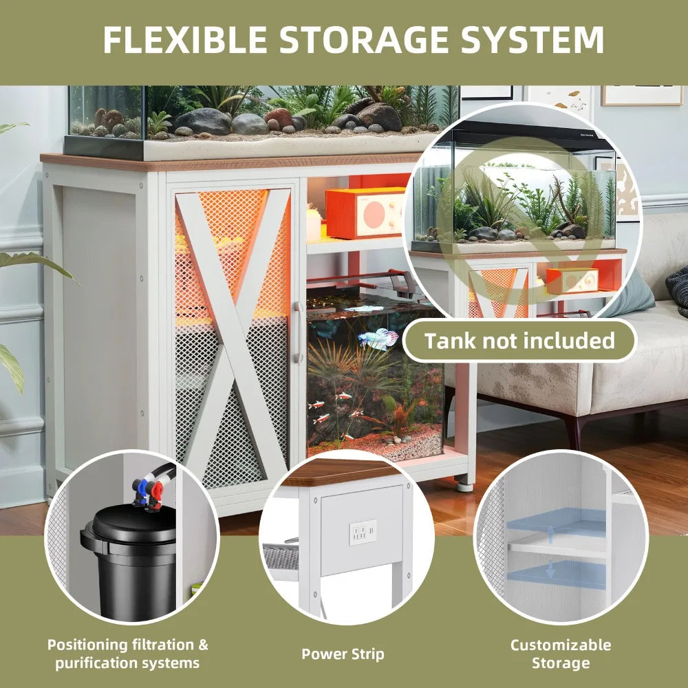 50 Gallon Fish Tank Stand  w/ Shelves & Electrical Outlets