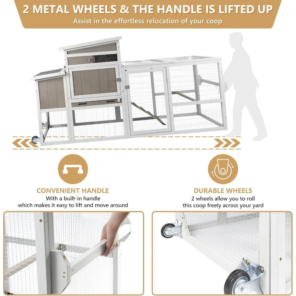 Coop with Run, with Wheels Predator-Resistant,