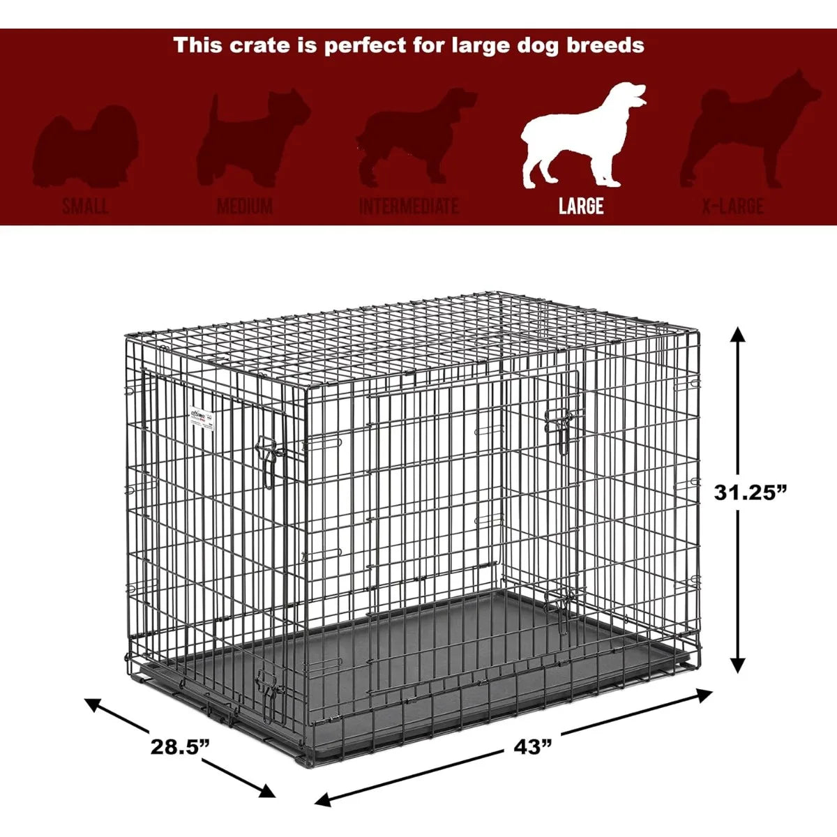 42-Inch Heavy-Duty Dog Crate Large Breeds