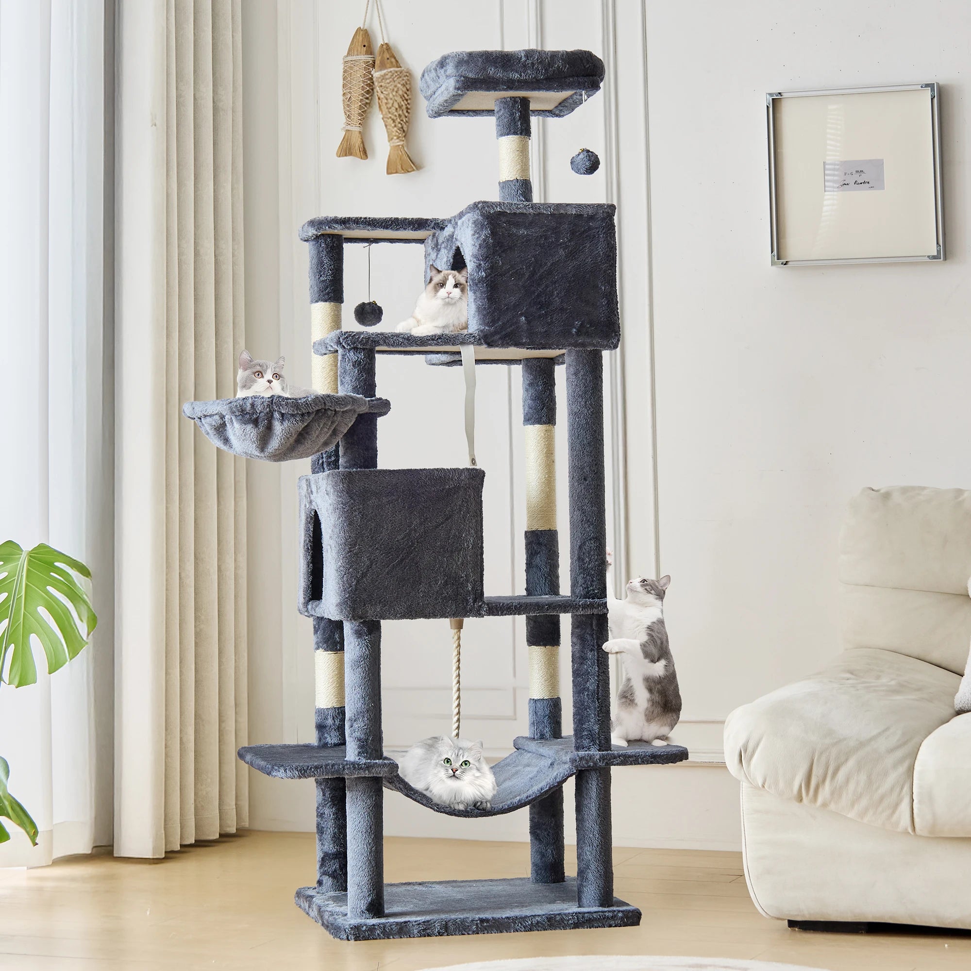 66 inch Cat Tree Tower Large Multi Level Cat