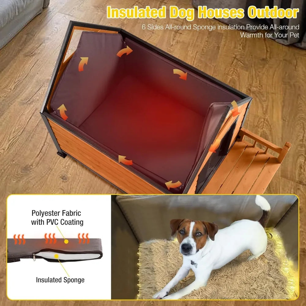 ,  Large Dog Shelter with Movable Insulation Liner