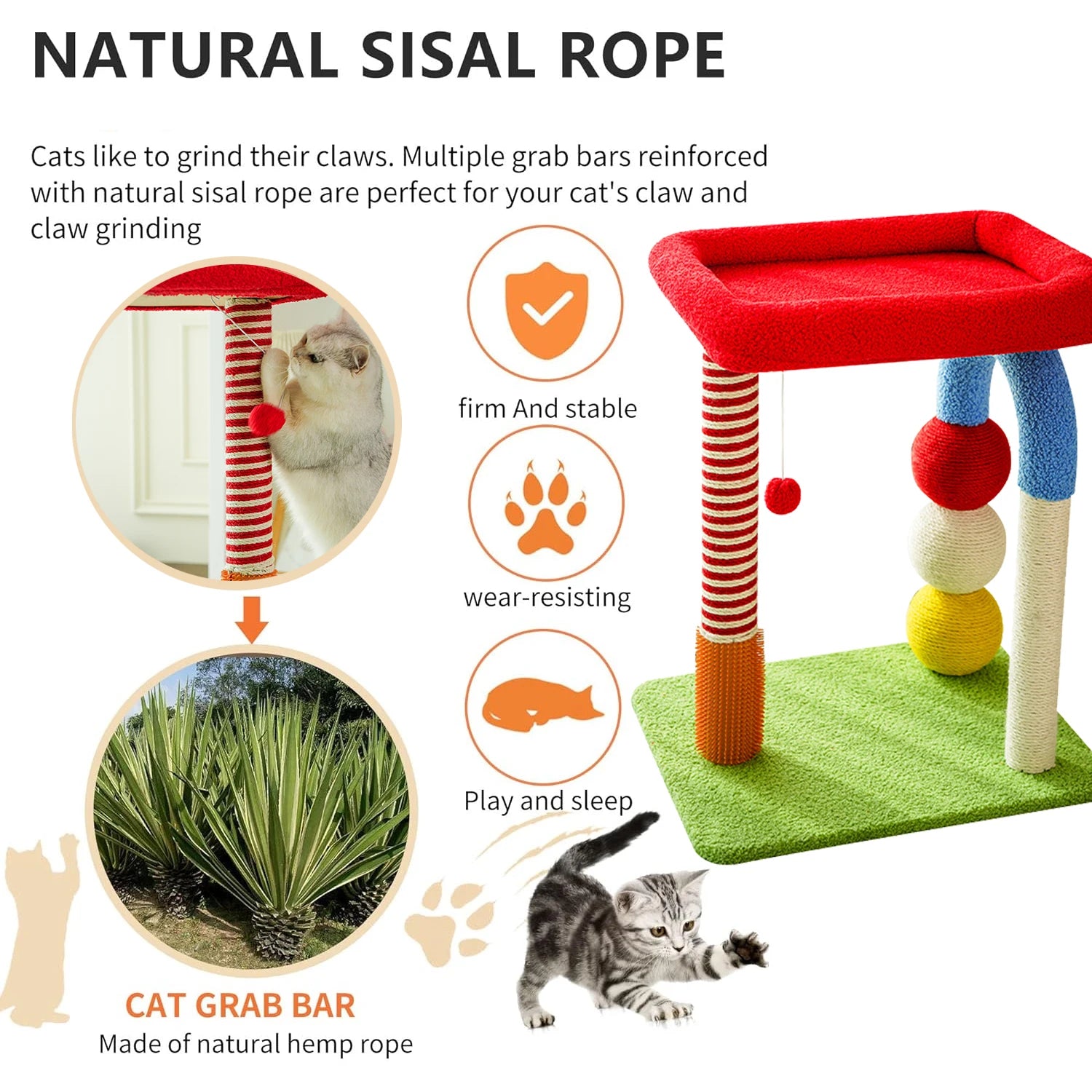 Kitten Tree for Indoor Cats Colorful Cat Climbing Frame