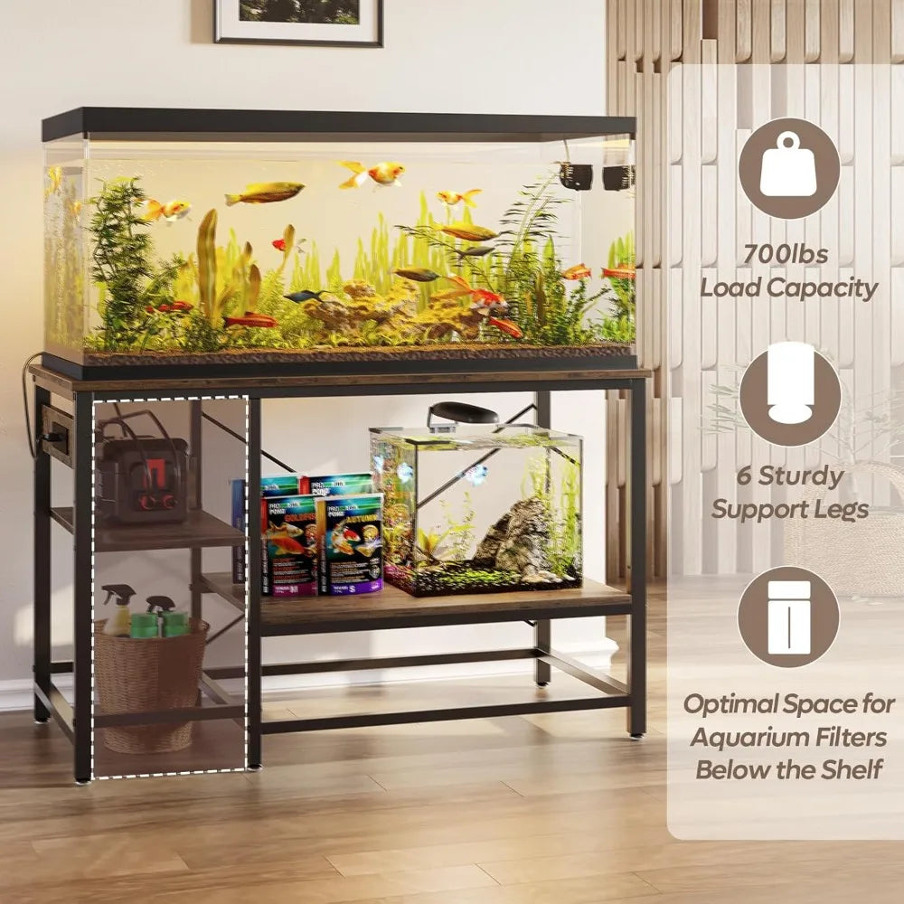 55 Gallon Fish Tank Stand with Charging Station