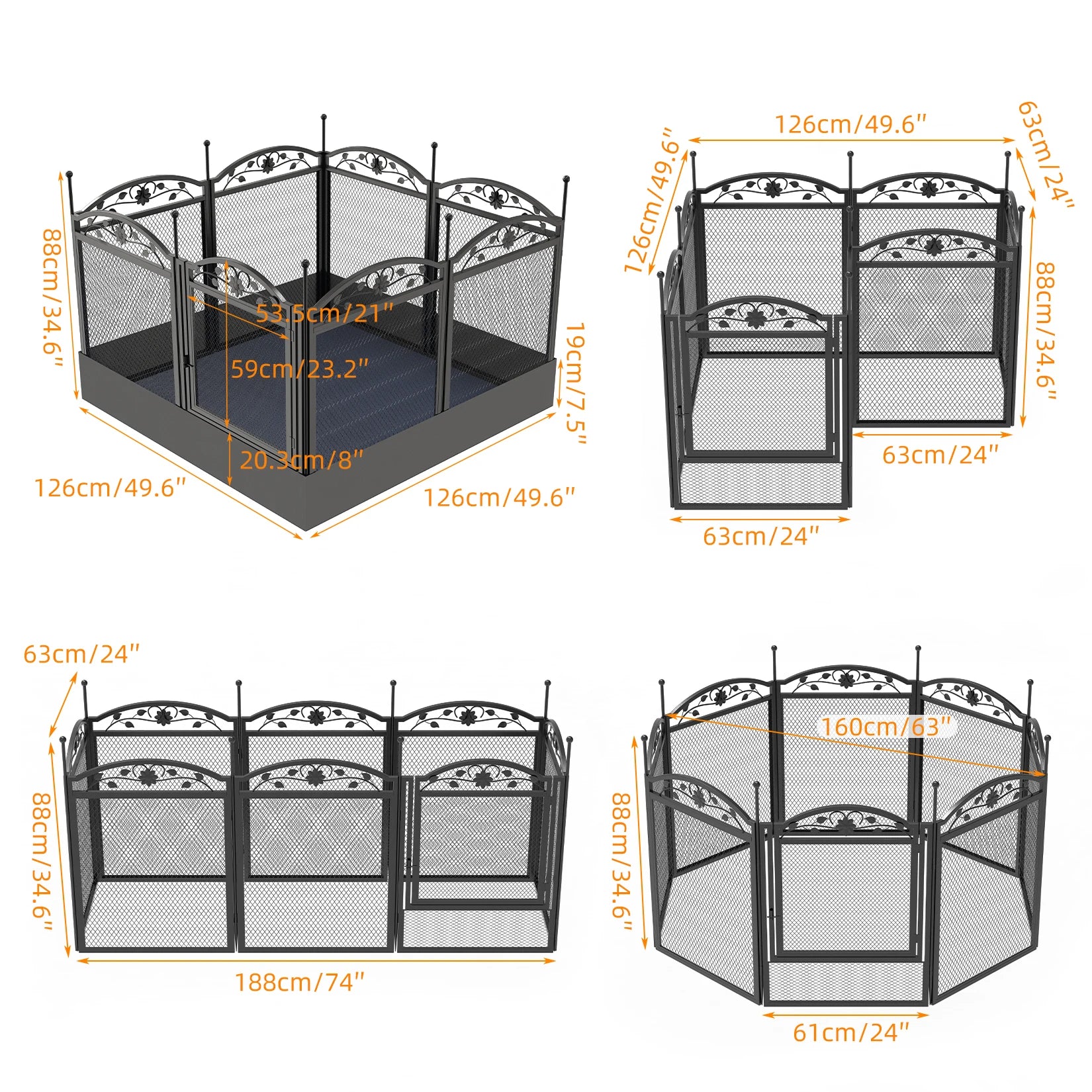 8 Panels DIY Heavy Duty Dog Playpen  Outdoor Indoor