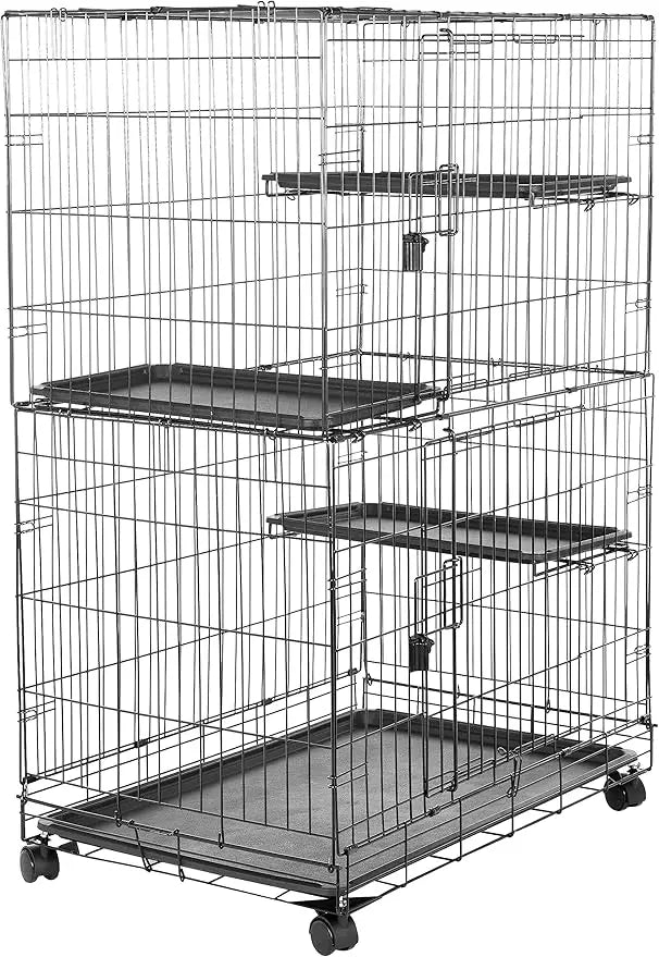 3-Tier Cat Cage Playpen  Kennel - 35.8L x 22.4W x 50.6H, Black