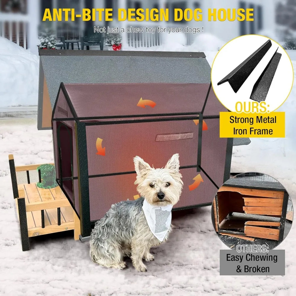 ,  Large Dog Shelter with Movable Insulation Liner