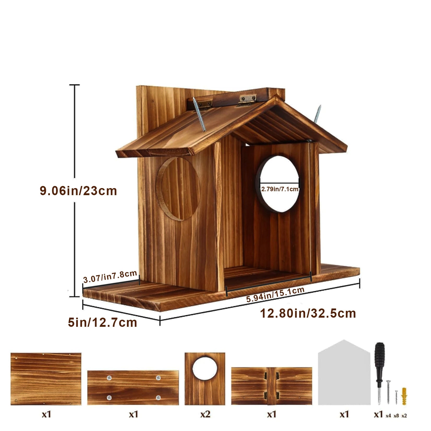 Carbonized Wood Squirrel Feeder