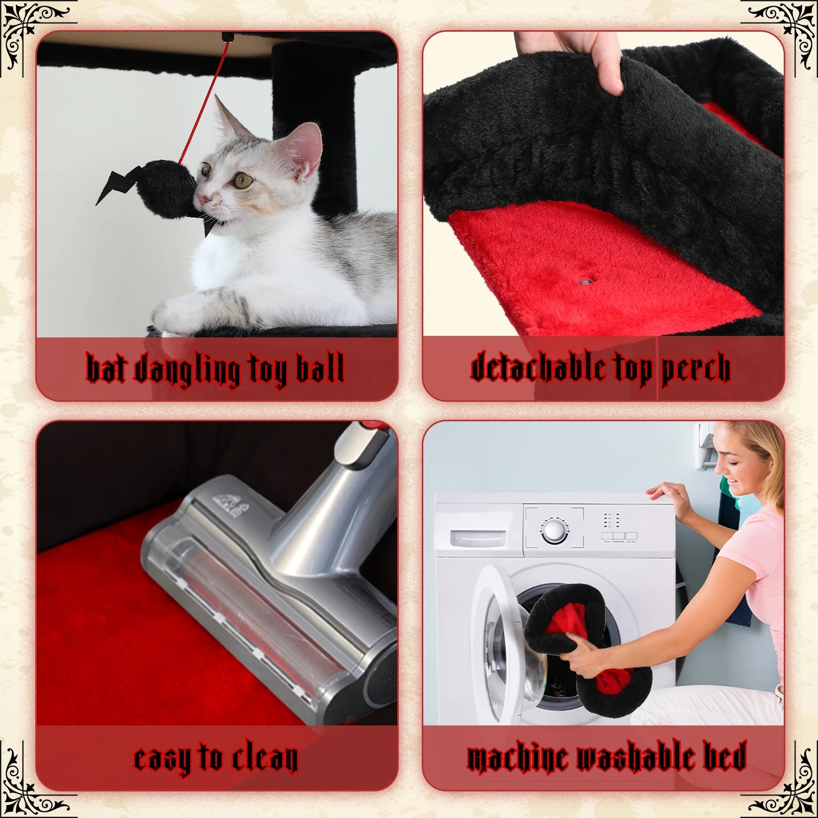 Gothic Cat Tree Scratch Posts ,Top Perch