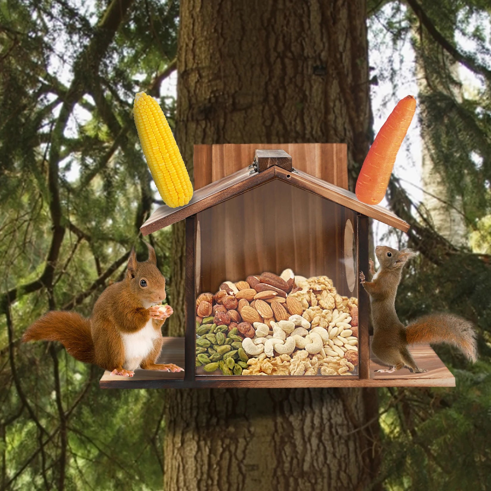 Carbonized Wood Squirrel Feeder