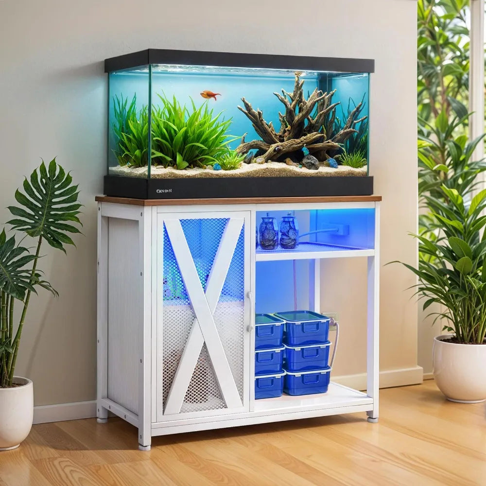 50 Gallon Fish Tank Stand  w/ Shelves & Electrical Outlets