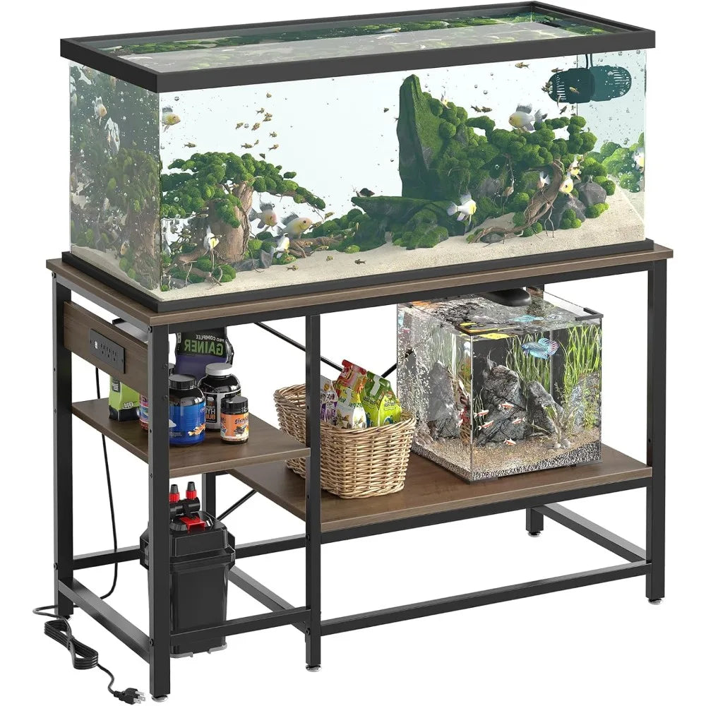 55 Gallon Fish Tank Stand with Charging Station