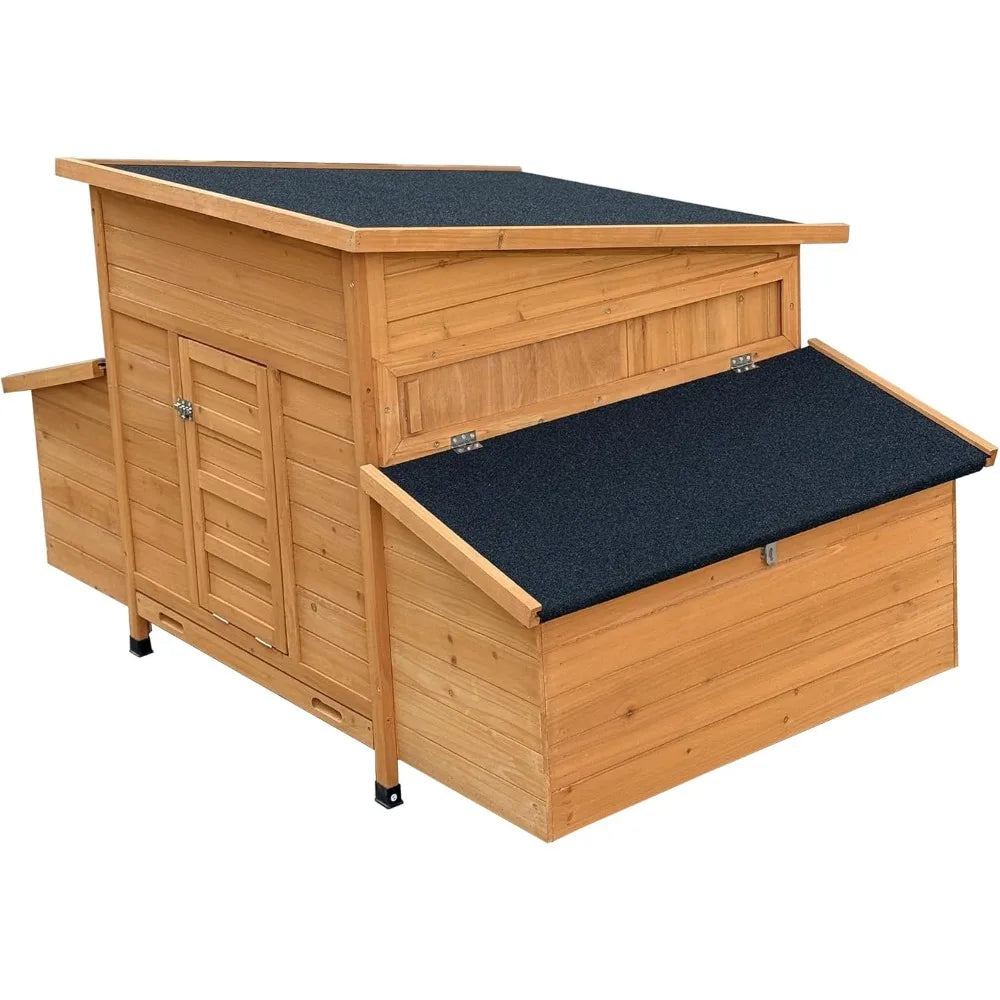 55" Wooden Chicken Hutch with 6 Nesting Boxes