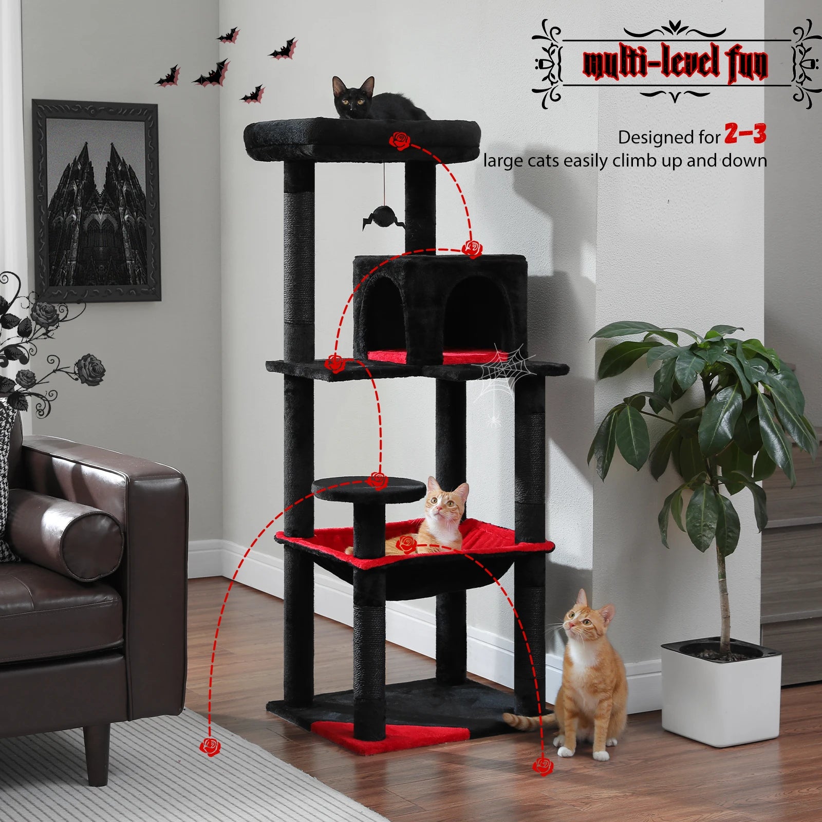 Gothic Cat Tree Scratch Posts ,Top Perch