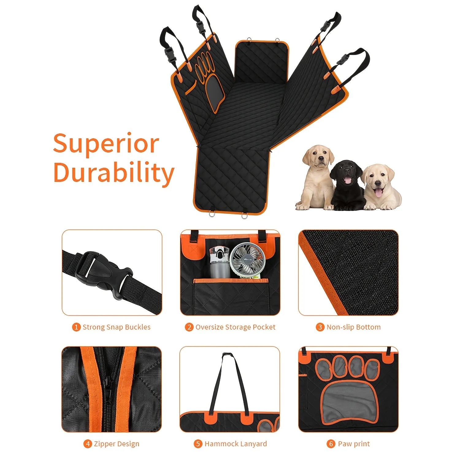 Durable Soft Pet Rear Seat Cover for Cars, Tr