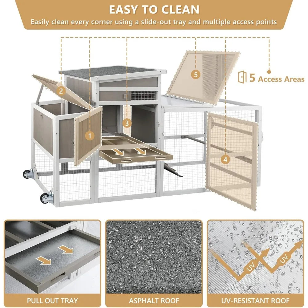 Coop with Run, with Wheels Predator-Resistant,
