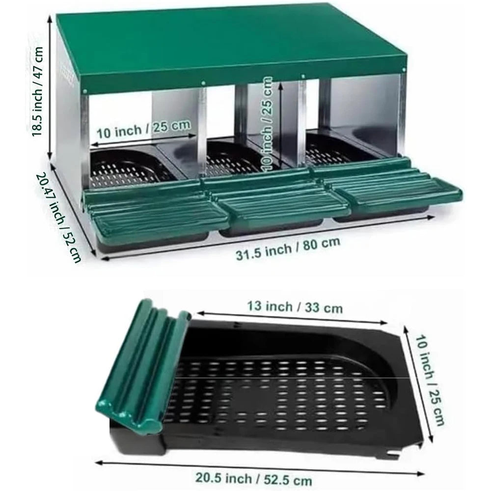 3 Compartment  Roll Out Nesting Box for Chicken Coop