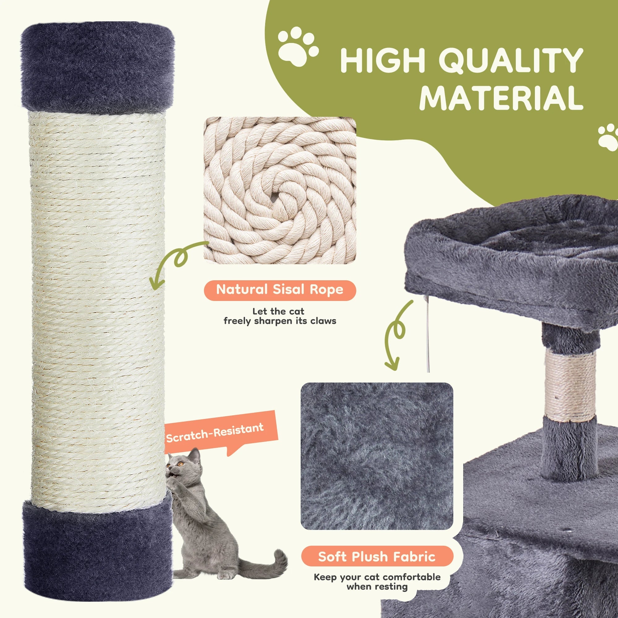 66 inch Cat Tree Tower Large Multi Level Cat