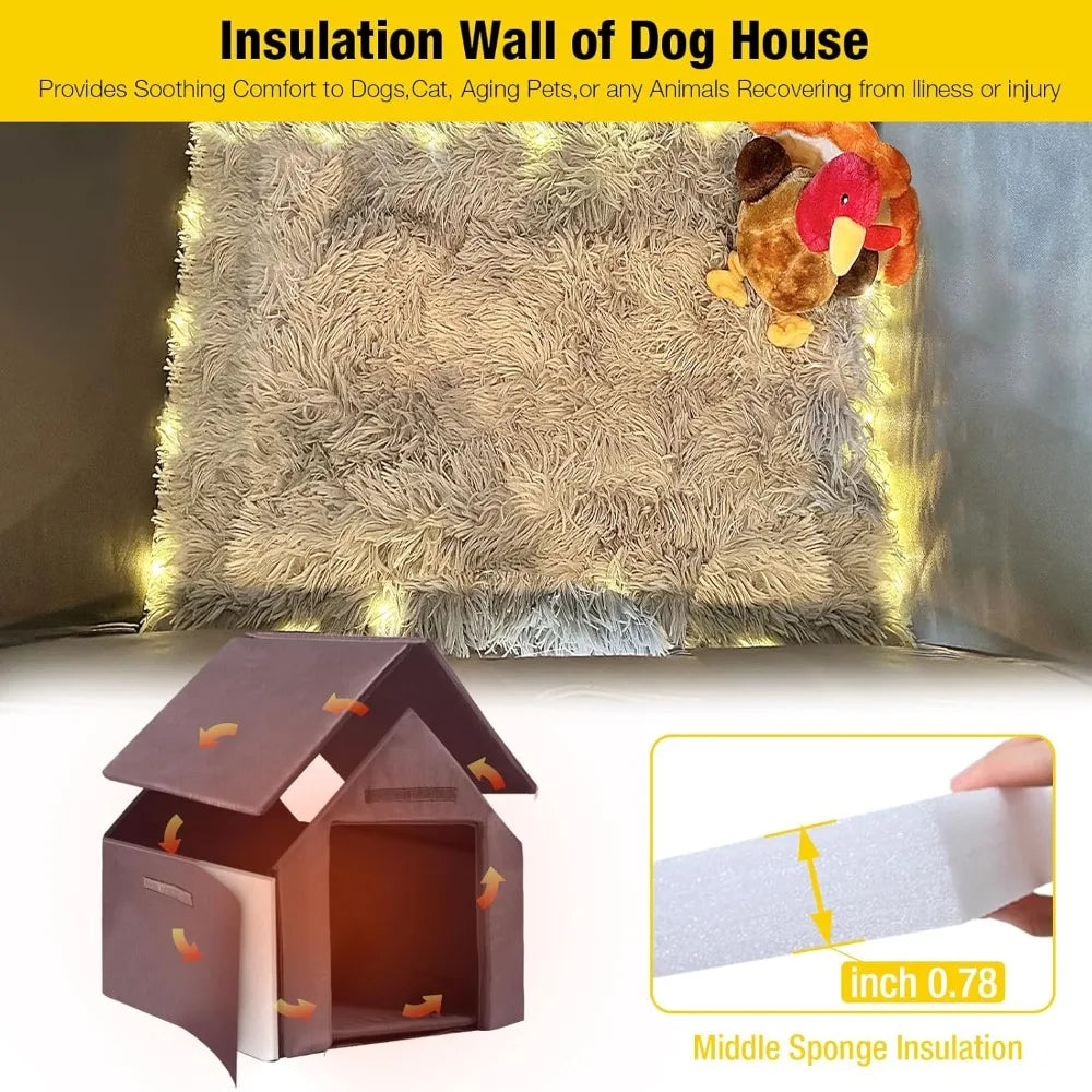,  Large Dog Shelter with Movable Insulation Liner