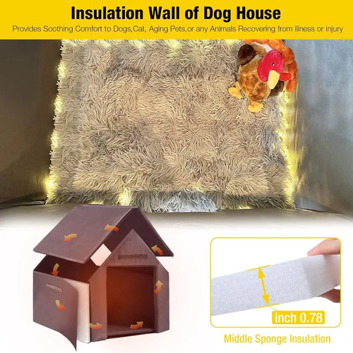 ,  Large Dog Shelter with Movable Insulation Liner