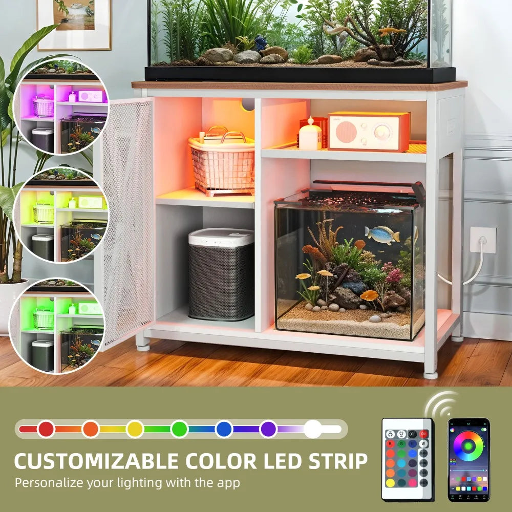 50 Gallon Fish Tank Stand  w/ Shelves & Electrical Outlets