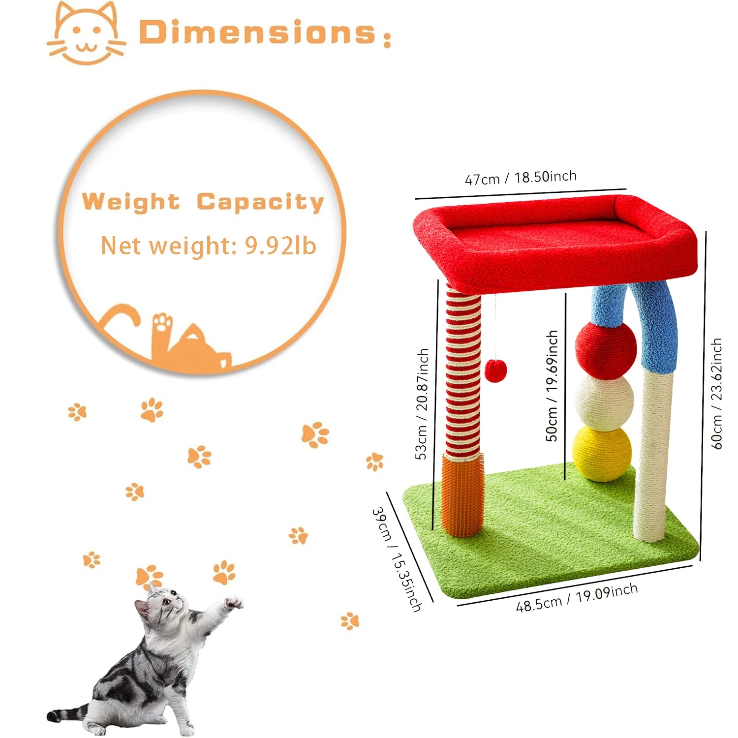 Kitten Tree for Indoor Cats Colorful Cat Climbing Frame