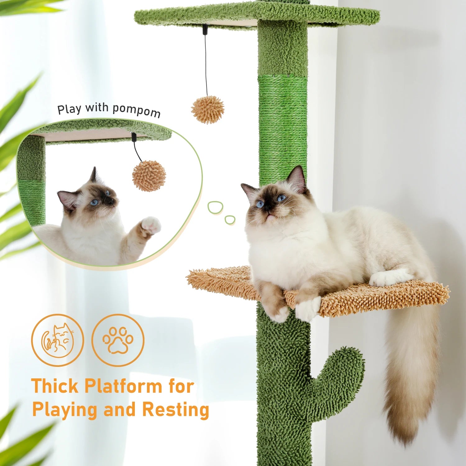 5-Tier Floor to Ceiling Cat Tower Scratching Post