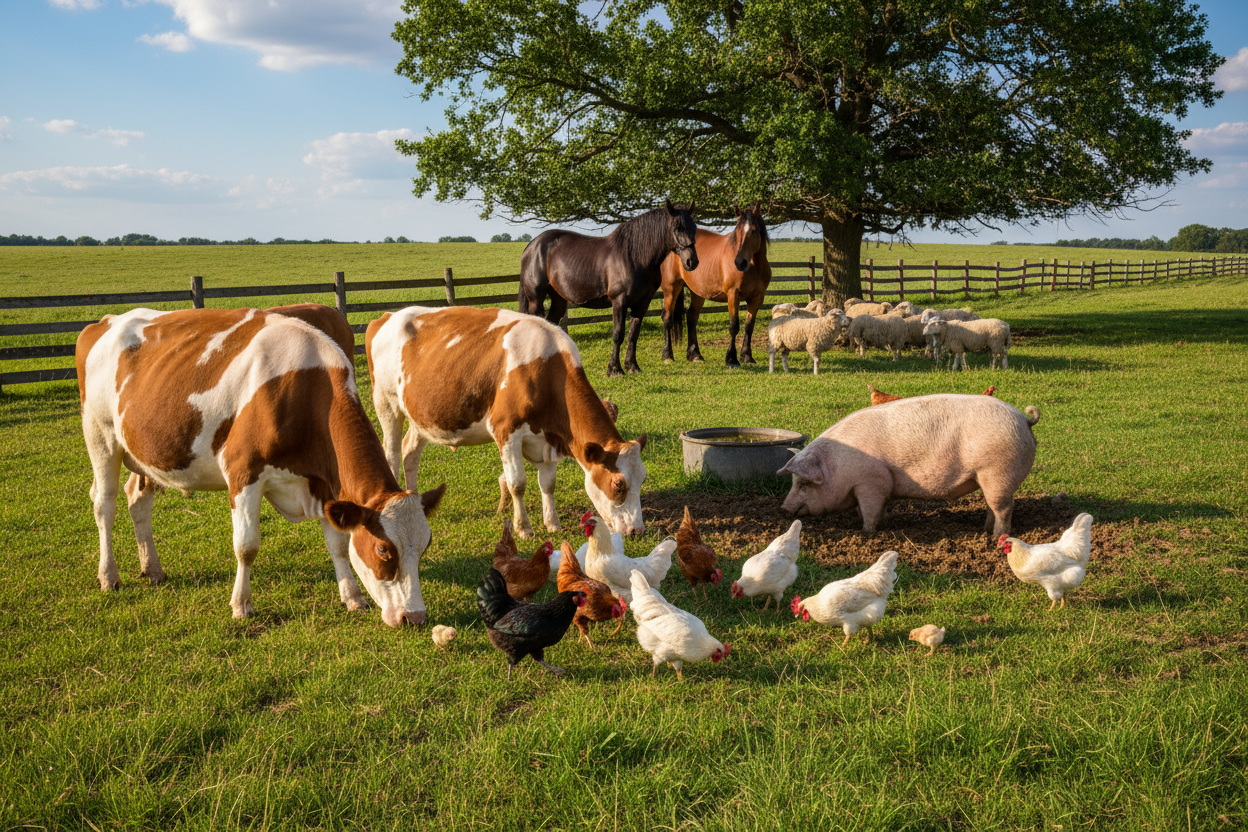 create a realisitic image of farm animals 